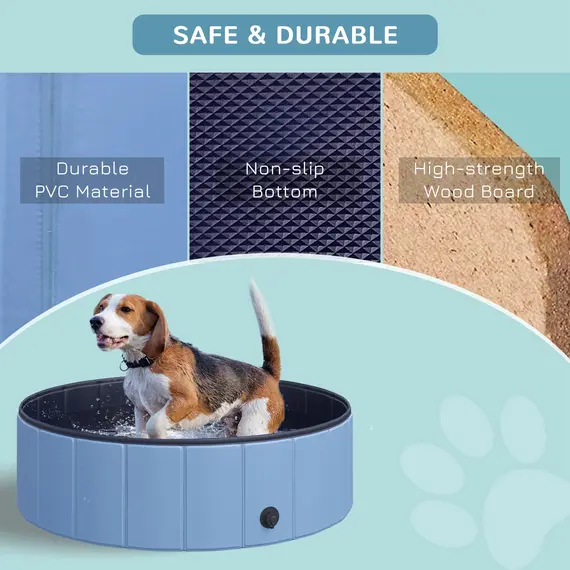 Buy Foldable Dog Paddling Pool Pet Cat Swimming Pool Indoor/Outdoor Collapsible Summer Bathing Tub Shower Tub Puppy Washer (Î¦100 x 30H cm, Blue), 7 image