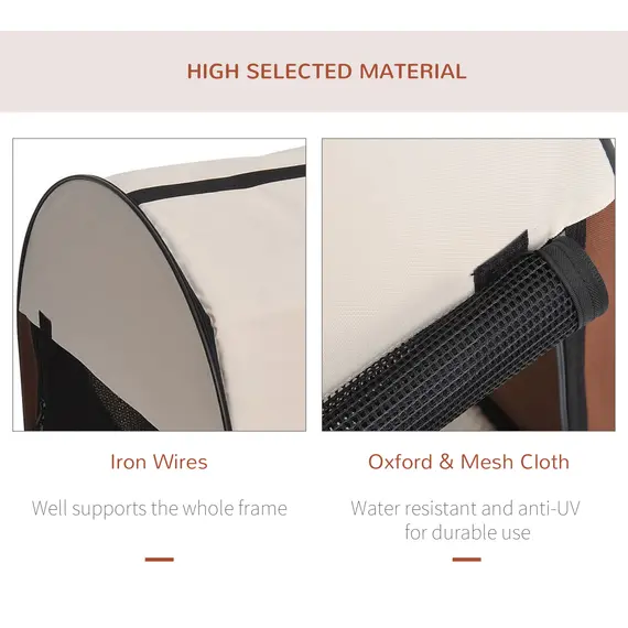 Buy Folding Fabric Soft Pet Crate, 46Lx36Wx41H cm - Brown, 5 image