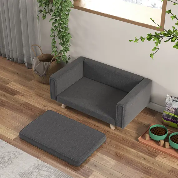Buy Elevated Dog Sofa Bed, with Cushion, for Medium and Small Dogs, Grey, 9 image