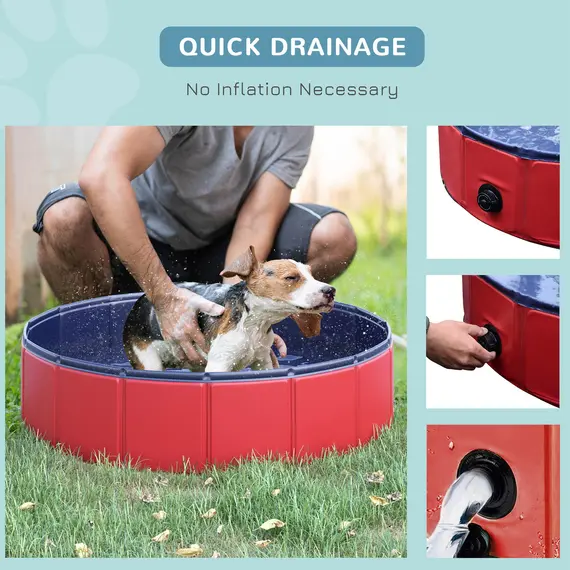 Buy Foldable Dog Paddling Pool Pet Cat Swimming Pool Indoor/Outdoor Collapsible Summer Bathing Tub Shower Tub Puppy Washer (Î¦80 Ã— 20H cm, Red), 7 image