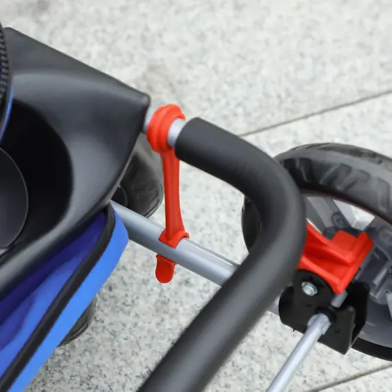 Buy Dog Stroller with Rain Cover for Small Miniature Dogs, Folding Pet Pram with Cup Holder, Storage Basket, Reflective Strips, Blue, 9 image