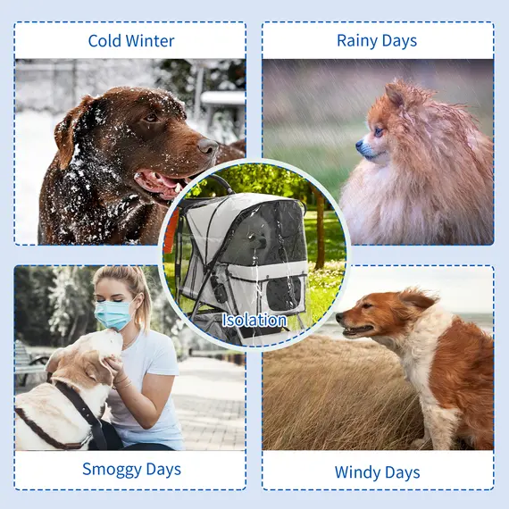 Buy Dog Stroller Rain Cover, Cover for Dog Pram Stroller Buggy w/ Rear Side Entry, 4 image