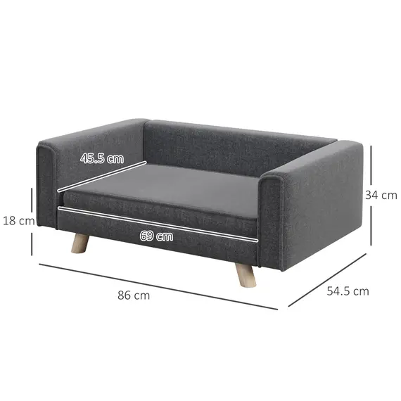 Buy Elevated Dog Sofa Bed, with Cushion, for Medium and Small Dogs, Grey, 3 image