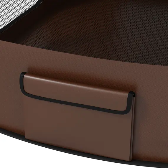 Buy Foldable Dog Pen with Storage Bag for Indoor/Outdoor Use, Portable Pet playpen, with Ground Stakes - Brown, 8 image