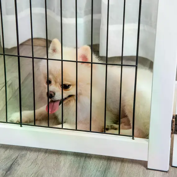 Buy Freestanding Folding Pet Gate 4 Panels Dog Puppy Barrier with Support Feet, 8 image