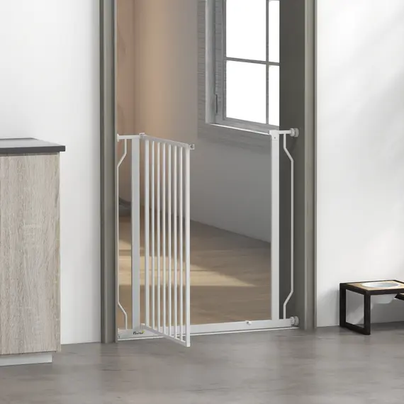 Buy Extra Wide Dog Safety Gate, with Door Pressure, for Doorways, Hallways, Staircases - White, 7 image