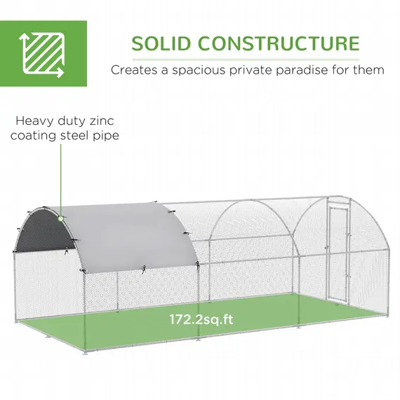 Buy Galvanised Chicken Coop Hen House w/ Cover 5.7 x 2.8 x 2m, 6 image