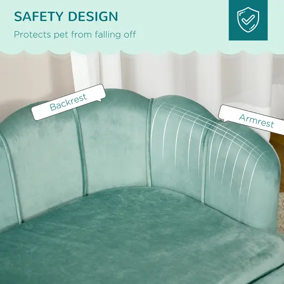 Buy Dog Sofa, Pet Couch Bed for Medium, Large Dogs, with Legs, Cushion - Green, 6 image