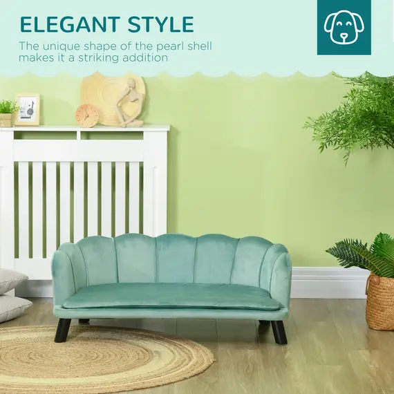 Buy Dog Sofa, Pet Couch Bed for Medium, Large Dogs, with Legs, Cushion - Green, 5 image