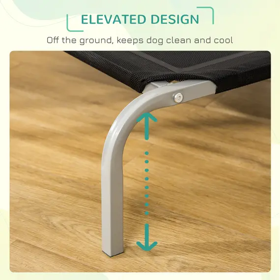 Buy Elevated Pet Bed Cooling Raised Cot Style Bed for Large Medium Sized Dogs with Non-slip Pads Steel Frame Breathable Mesh Fabric, 110 x 75 x 20 cm - Black, 7 image