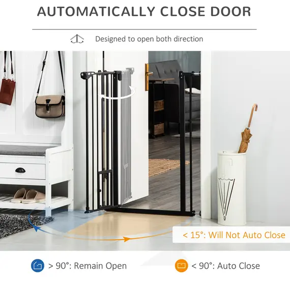 Buy Extra Tall Pet Gate, Indoor Dog Safety Gate, with Cat Flap, Auto Close, 74-80cm Wide - Black, 5 image