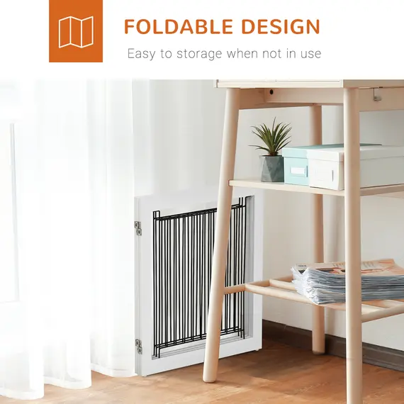 Buy Foldable Pet Gate, with Three Panels & Two Support Feet - White, 5 image