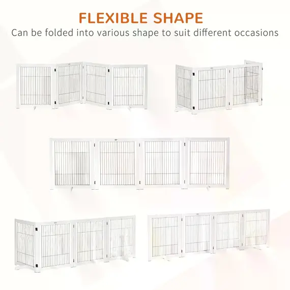 Buy Freestanding Folding Pet Gate 4 Panels Dog Puppy Barrier with Support Feet, 4 image