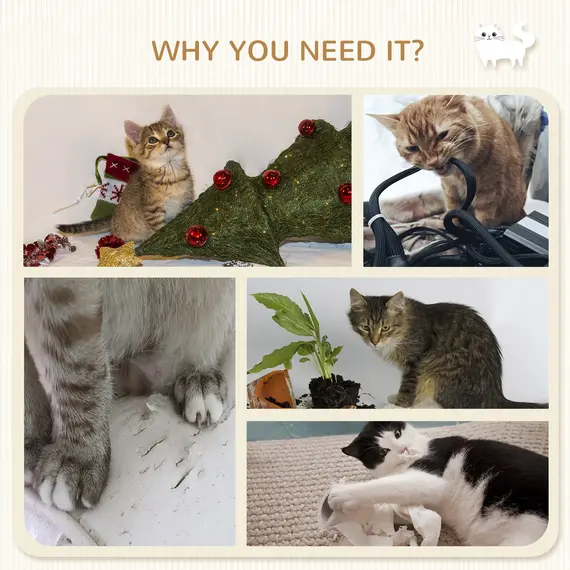 Buy Four-Piece Cat Wall Furniture with Hammock, Perches, Ladder, Scratching Post, Grey, 6 image