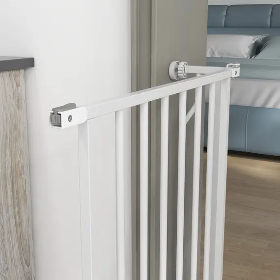 Buy Extra Wide Dog Safety Gate, with Door Pressure, for Doorways, Hallways, Staircases - White, 8 image