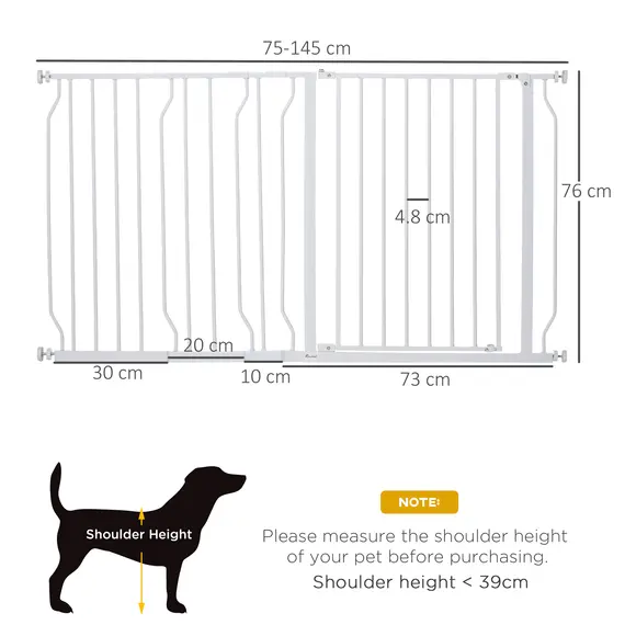 Buy Extra Wide Dog Safety Gate, with Door Pressure, for Doorways, Hallways, Staircases - White, 3 image