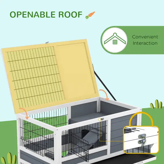 Buy Double Deckers Guinea Pig Cage, Indoor Rabbit Hutch with Feeding Trough, Trays, Ramps, Openable Top - Grey, 5 image
