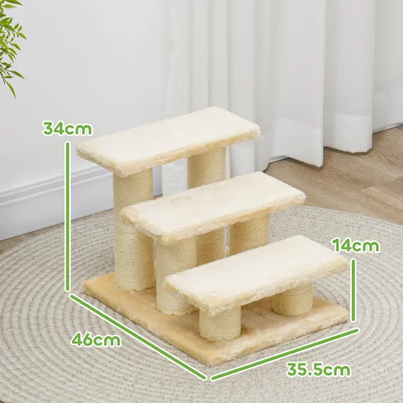 Buy Pet Stairs 3-step Pet Ladder Cat dog Stairs Climb Ladder Cat Tree, Beige, 3 image