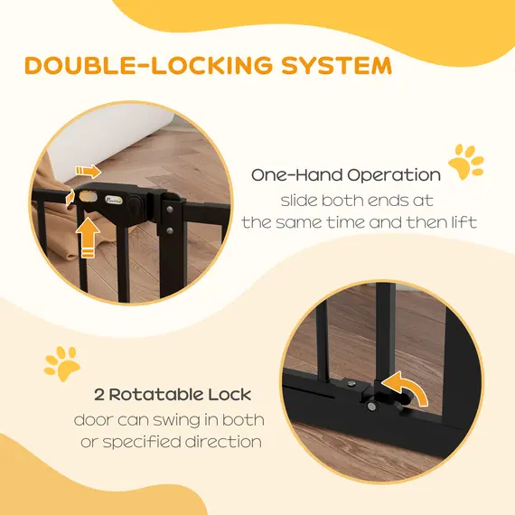 Buy Metal 74-100cm Wide Adjustable Dog Gate Black, 4 image