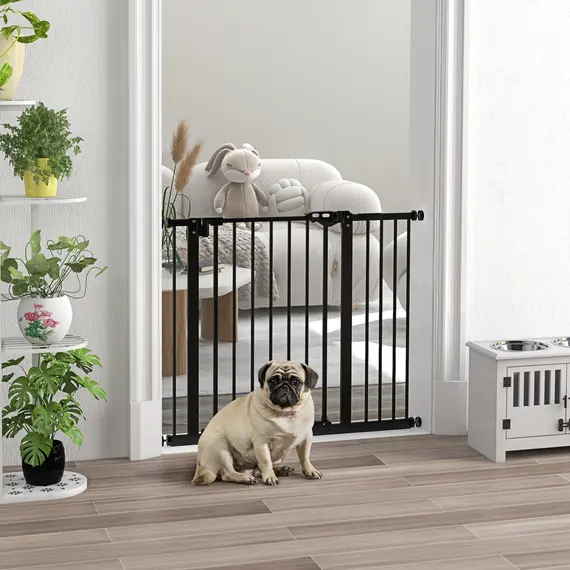 Buy Metal 74-94cm Wide Adjustable Dog Gate Black, 2 image