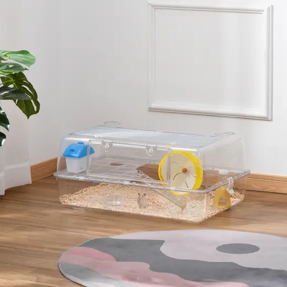 Buy Hamster Cage, 2 Tier Gerbil Cage with Running Wheel, Water Bottle, Dish, 2 image