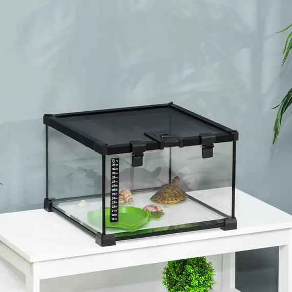 Buy Glass Reptile Terrarium Insect Breeding Tank Vivarium Habitats with Thermometer for Lizards, Horned Frogs, Snakes, Spiders - Small 30 x 30 x 20cm, 9 image