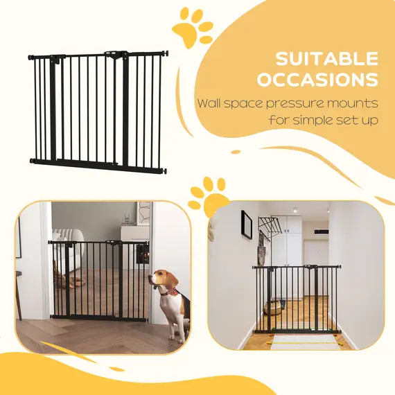 Buy Metal 74-100cm Wide Adjustable Dog Gate Black, 6 image