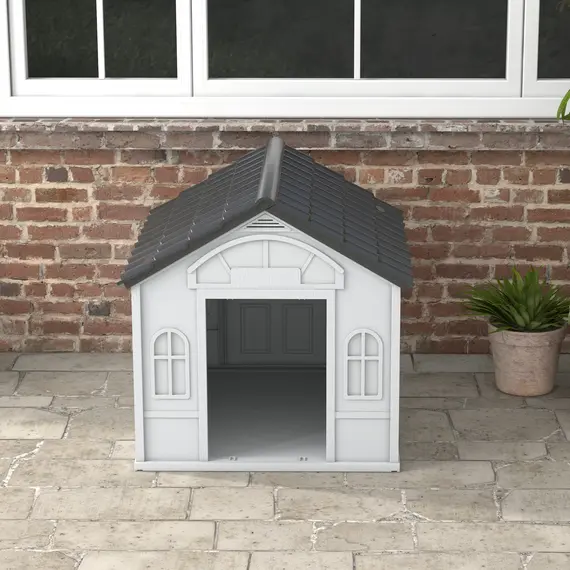 Buy Plastic Weather-Resistant Dog House, for Indoors and Outdoors, Large Dogs - Grey, 8 image