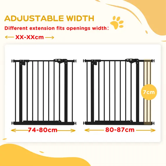 Buy Metal 74-87cm Wide Adjustable Dog Gate Black, 6 image