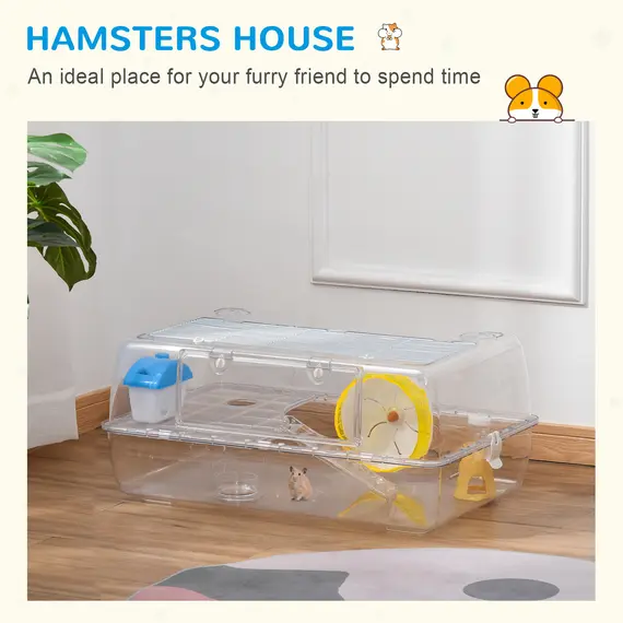 Buy Hamster Cage, 2 Tier Gerbil Cage with Running Wheel, Water Bottle, Dish, 5 image