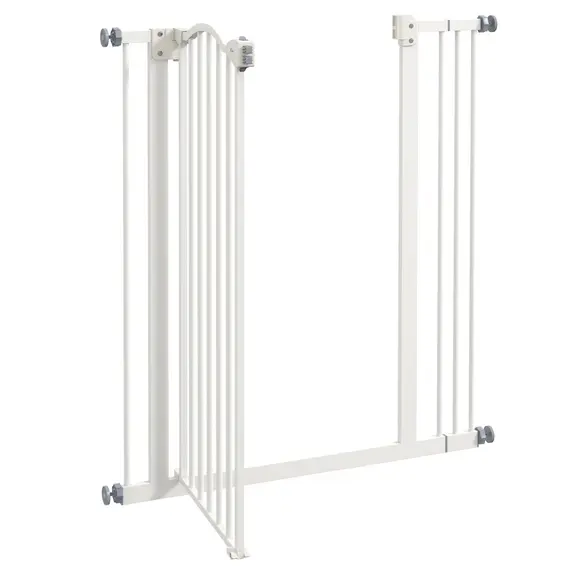 Buy Metal Pet Safety Gate Dog Gate Folding Fence 74-87cm, White, 8 image