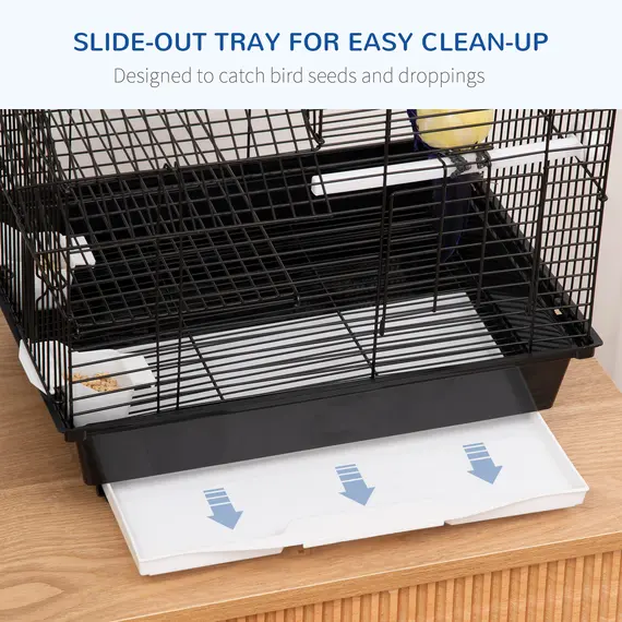 Buy Metal Bird Cage for Finch, Canary w/ Food Containers, Swing Ring, Tray, Handle, 39 x 33 x 47cm, 5 image