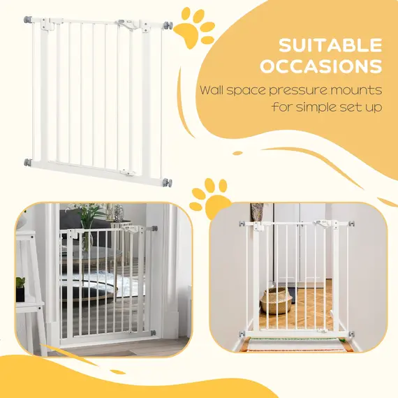 Buy Metal 74-80cm Wide Adjustable Dog Gate White, 6 image