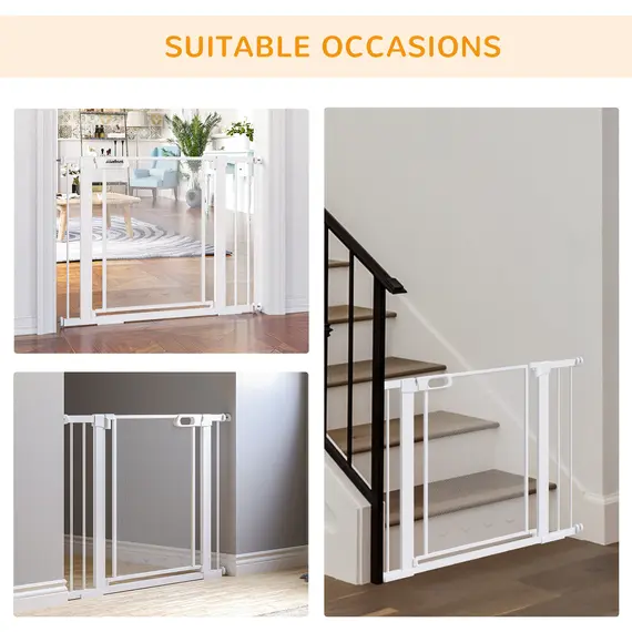 Buy Pet Safety Gate, for Doorways, Staircases, Hallways, with Extensions Kit, 75-103cm - White, 7 image