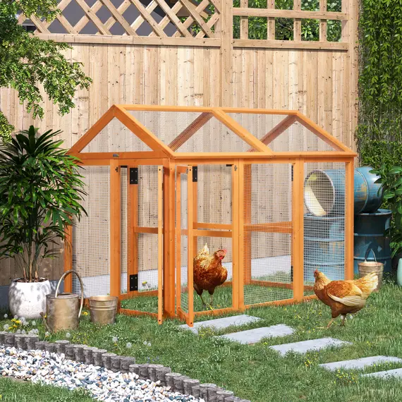 Buy Large Chicken Run, Wooden Chicken coop, with Combinable Design - Wood Effect, 2 image