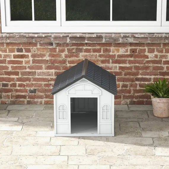 Buy Plastic Weather-Resistant Dog House, for Indoors and Outdoors, Medium Dogs - Grey, 8 image