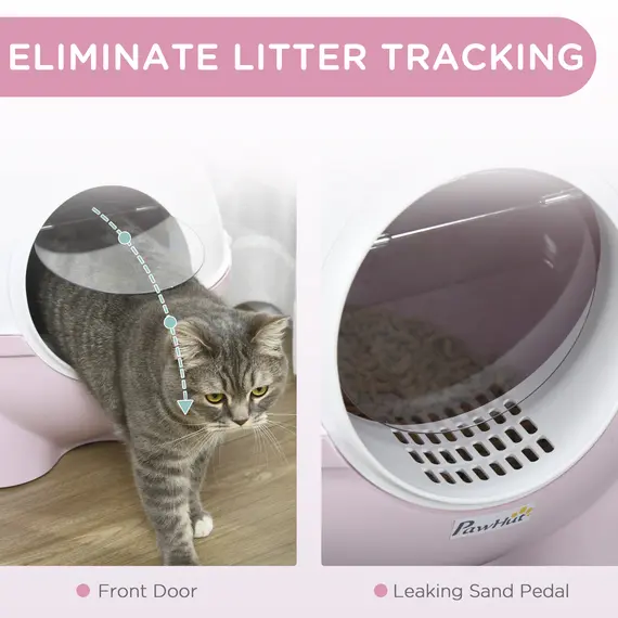 Buy Large Cat Litter Box, with Scoop, Front Entrance, 53 x 51 x 48cm - Pink, 4 image