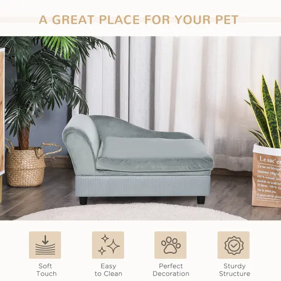 Buy Pet Sofa Chair, with Storage, Cushion, for Small Dogs, Cats - Light Grey, 8 image