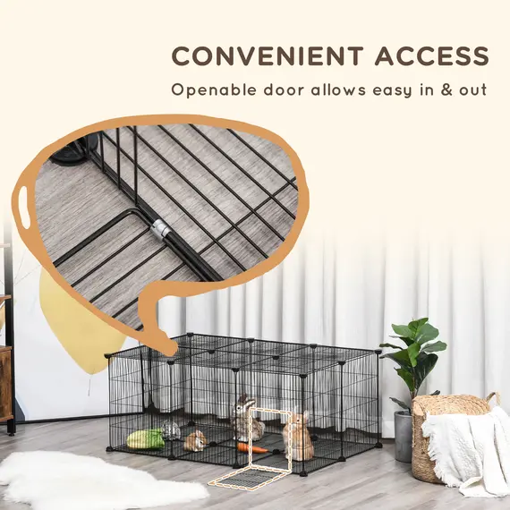Buy Pet Playpen DIY Small Animal Cage Metal Fence with Door, 22 Pieces, for Bunny Chinchilla Hedgehog Guinea Pig, 7 image