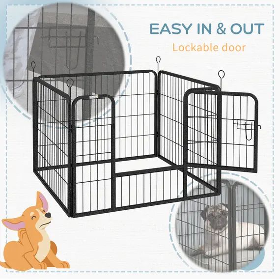 Buy Heavy Duty Dog Playpen, 4 Panel Puppy Pen, Foldable Dog Kennel Both Indoor Outdoor Use Collapsible Design 82L x 82W x 60H (cm), 7 image