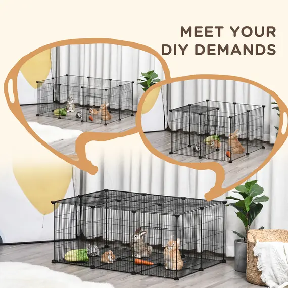 Buy Pet Playpen DIY Small Animal Cage Metal Fence with Door, 22 Pieces, for Bunny Chinchilla Hedgehog Guinea Pig, 4 image