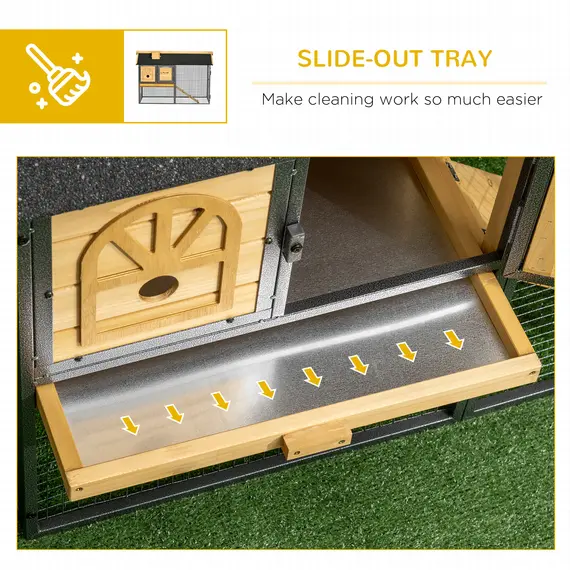 Buy Outdoor Rabbit Hutch, with Run, Removable Tray, Asphalt Roof, 120 x 55.5 x 80cm, 6 image
