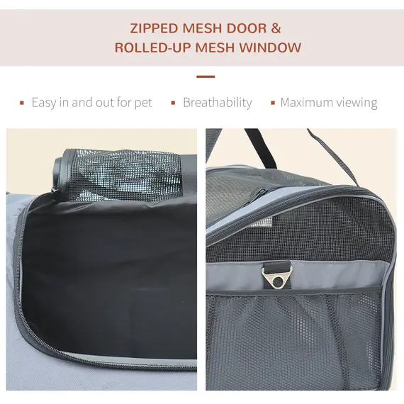 Buy Pet Carrier Folding Bag Car Seat Cat Dog Puppy Kennel Portable Travel Cage Tote Case Mesh Holder House Grey, 6 image