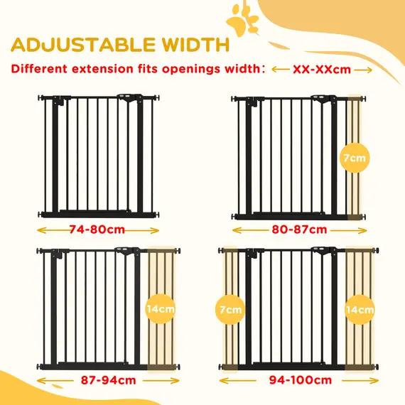 Buy Metal 74-100cm Wide Adjustable Dog Gate Black, 7 image