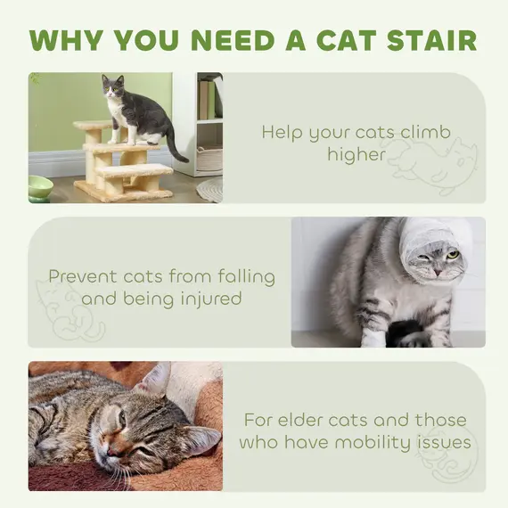 Buy Pet Stairs 3-step Pet Ladder Cat dog Stairs Climb Ladder Cat Tree, Beige, 7 image