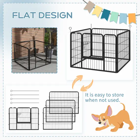Buy Heavy Duty Dog Playpen, 4 Panel Puppy Pen, Foldable Dog Kennel Both Indoor Outdoor Use Collapsible Design 82L x 82W x 60H (cm), 5 image