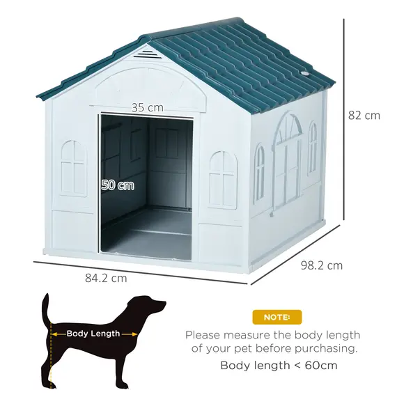 Buy Plastic Weather-Resistant Dog House, for Indoors and Outdoors, Large Dogs - White and Blue, 3 image
