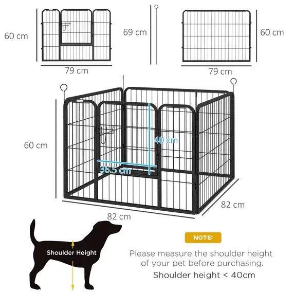 Buy Heavy Duty Dog Playpen, 4 Panel Puppy Pen, Foldable Dog Kennel Both Indoor Outdoor Use Collapsible Design 82L x 82W x 60H (cm), 3 image