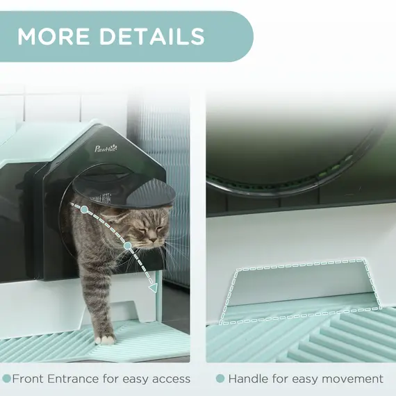Buy Hooded Cat Litter Tray w/ Scoop Light Blue, 7 image