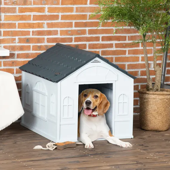Buy Plastic Weather-Resistant Dog House, for Indoors and Outdoors, Medium Dogs - Grey, 2 image